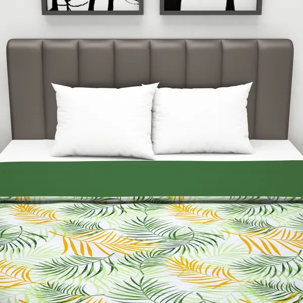 Solid,_Floral_Double_Dohar_for_AC_Room_(Microfiber,_Green_and_White)