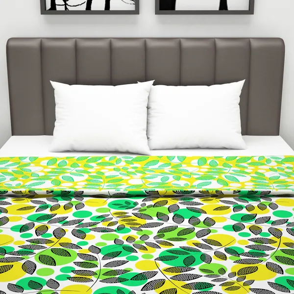 Floral_Double_Dohar_for_AC_Room_(Microfiber,_Green_and_Yellow)