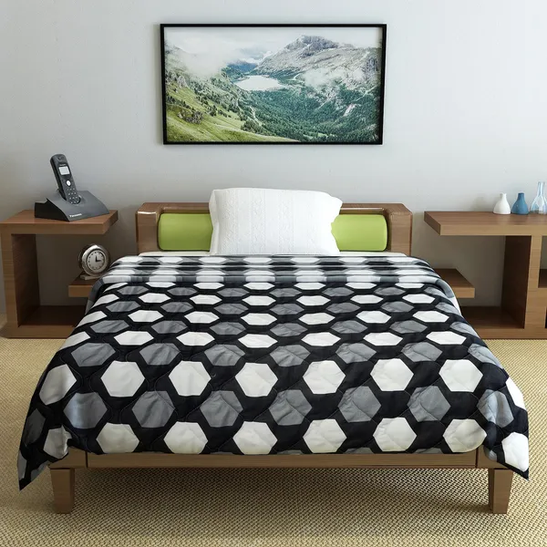 Geometric_Single_Comforter_for_Mild_Winter_(Polyester,_Black_&_Grey)
