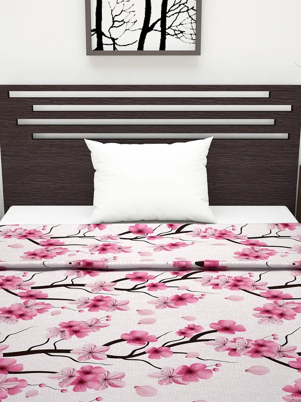 Glace_Cotton_120_GSM_Reversible_Lightweight_Printed_Single_Bed_AC_Dohar_Blanket_Quilt_-_Pink_and_Black
