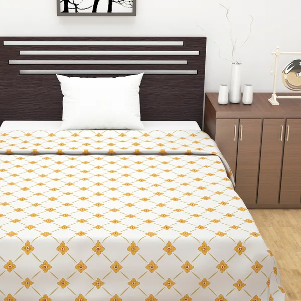 Printed_Single_Dohar_for_AC_Room_(Cotton,_Yellow-White)
