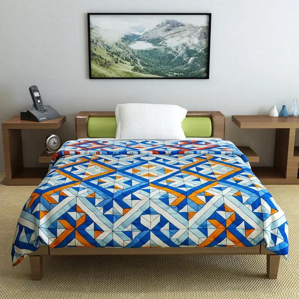 Geometric_Single_Comforter_for_Mild_Winter_(Polyester,_Blue,_Orange)