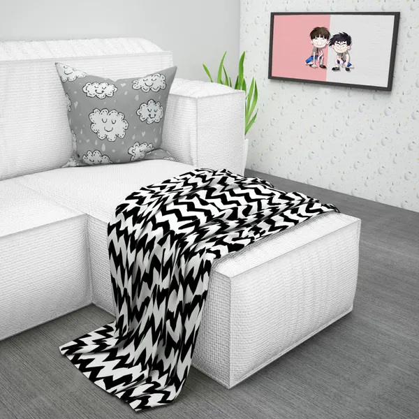 Microfiber_Reversible_Lightweight_Cozzy_Chevron_Baby_Comforter_Blanket_For_Kids/Toddler_-_Black_and_White_(KU1116)