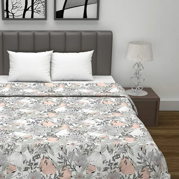 Floral_Double_Dohar_for_AC_Room_(Cotton,_Peach_and_White)