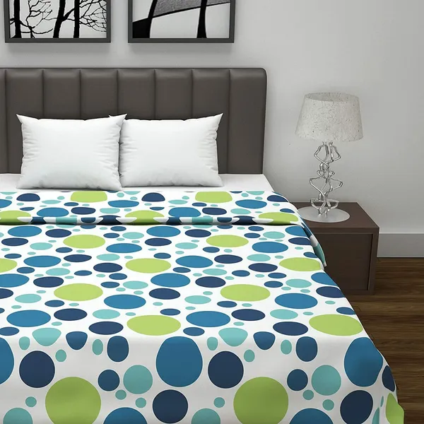 Cotton_Reversible_Lightweight_Polka_Dots_Double_Bed_AC_Dohar_Blanket_-_Blue_and_Green_(GB-2032-DD)