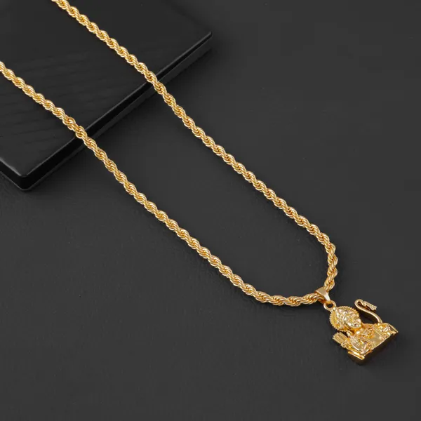 Gujju_Stylish_Gold_Plated_Chain_and_Ram_pendant_For_Boys_And_Men's