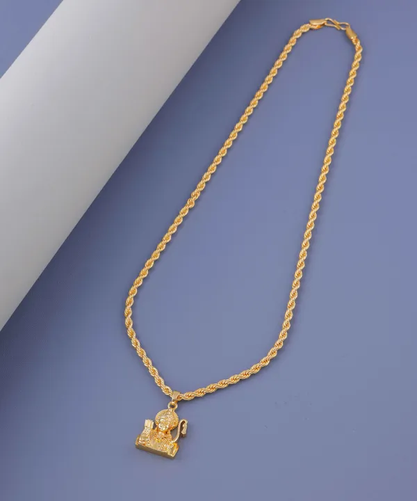 Gujju_Stylish_Gold_Plated_Chain_and_Ram_pendant_For_Boys_And_Men's