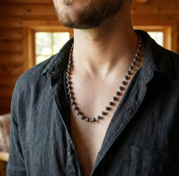 Krungali_Rosary-Style_Silver-Linked_Black_Beads_Mala_with_Silver_Caps
