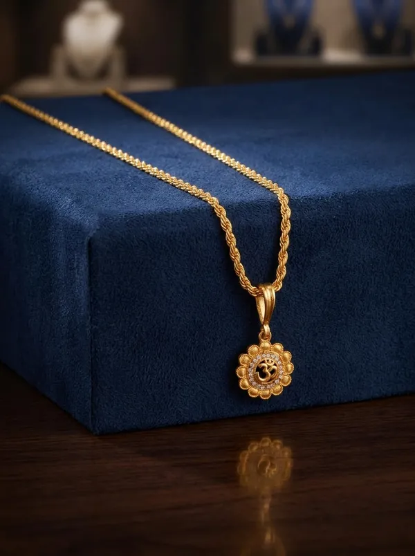 Men's_Gold_Plated_Sunburst_Om_Pendant_With_Twisted_Rope_Chain