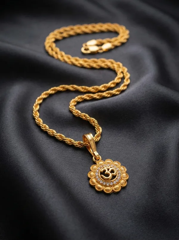 Men's_Gold_Plated_Sunburst_Om_Pendant_With_Twisted_Rope_Chain