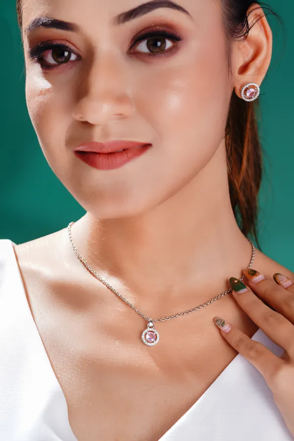 Special_Pink_Analog_Wrist_Watch_And_Pendant_Set_For_special_Gift_