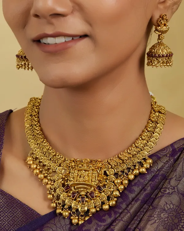 3D_Temple_Design_Antique_Gold_Plated_Necklace_Set_with_Jhumka_Earrings_for_Women