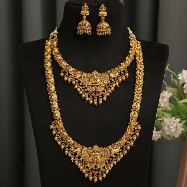 3D_Temple_Jewellery_Combo_Set_for_Women_with_Layered_Haram,_Choker_Necklace_and_Jhumka_Earrings