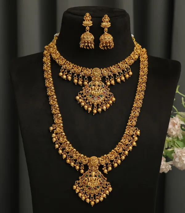3D_Temple_Jewellery_Combo_Set_for_Women_with_Layered_Haram,_Choker_Necklace_and_Jhumka_Earrings