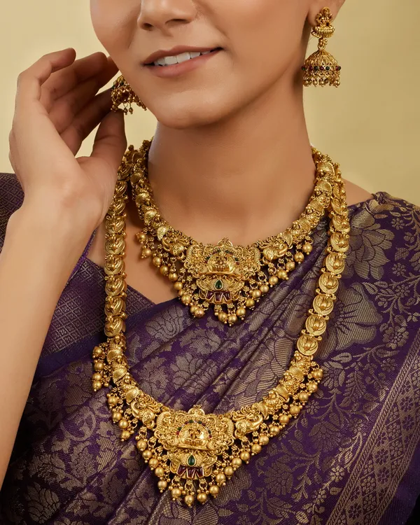 3D_Temple_Jewellery_Combo_Set_for_Women_with_Layered_Haram,_Choker_Necklace_and_Jhumka_Earrings