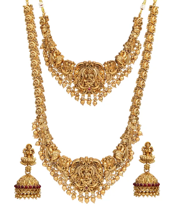 3D_Temple_Jewellery_Combo_Set_for_Women_with_Layered_Haram,_Choker_Necklace_and_Jhumka_Earrings