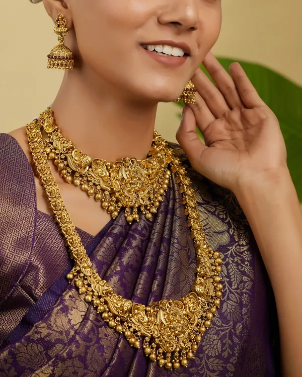 3D_Temple_Jewellery_Combo_Set_for_Women_with_Layered_Haram,_Choker_Necklace_and_Jhumka_Earrings