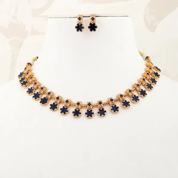 Classic_Pearl_Gold_Plated__Necklace_temple_jewellery_Set_With_Earrings_For_Women