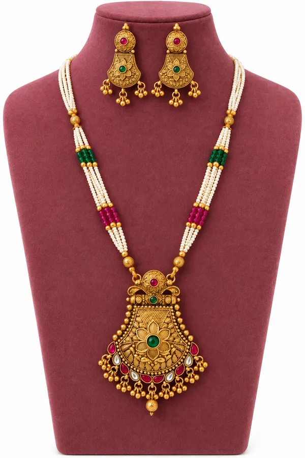 Traditional_Gold_Plated_Temple_Necklace_Set_with_Green_&_Ruby_Stones_and_Pearl_Beads