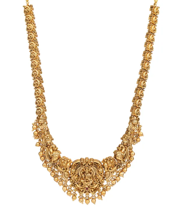 Traditional_South_Indian_Temple_Design_Haram_Set_with_Goddess_Pendant_and_Jhumka_Earrings