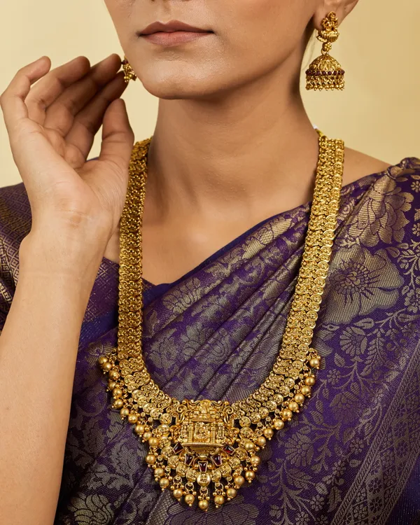 Traditional_South_Indian_Temple_Design_Haram_Set_with_Goddess_Pendant_and_Jhumka_Earrings