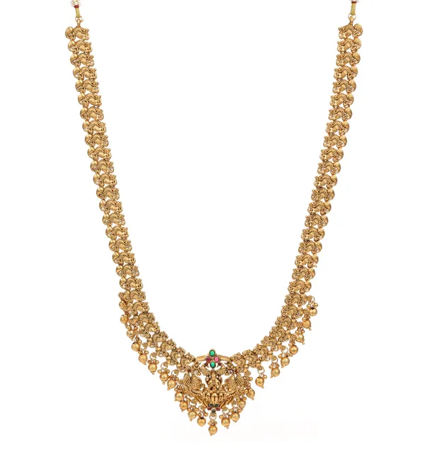Traditional_South_Indian_Temple_Design_Haram_Set_with_Goddess_Pendant_and_Jhumka_Earrings
