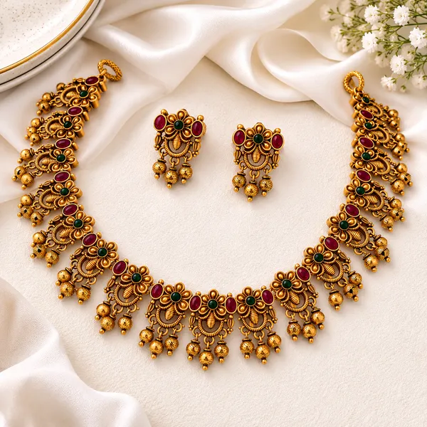 Traditional_Temple_Jewellery_Gold_Plated_Necklace_Set_with_Red_&_Green_Stone_Work_and_Matching_Earrings
