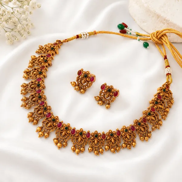 Traditional_Temple_Jewellery_Gold_Plated_Necklace_Set_with_Red_&_Green_Stone_Work_and_Matching_Earrings
