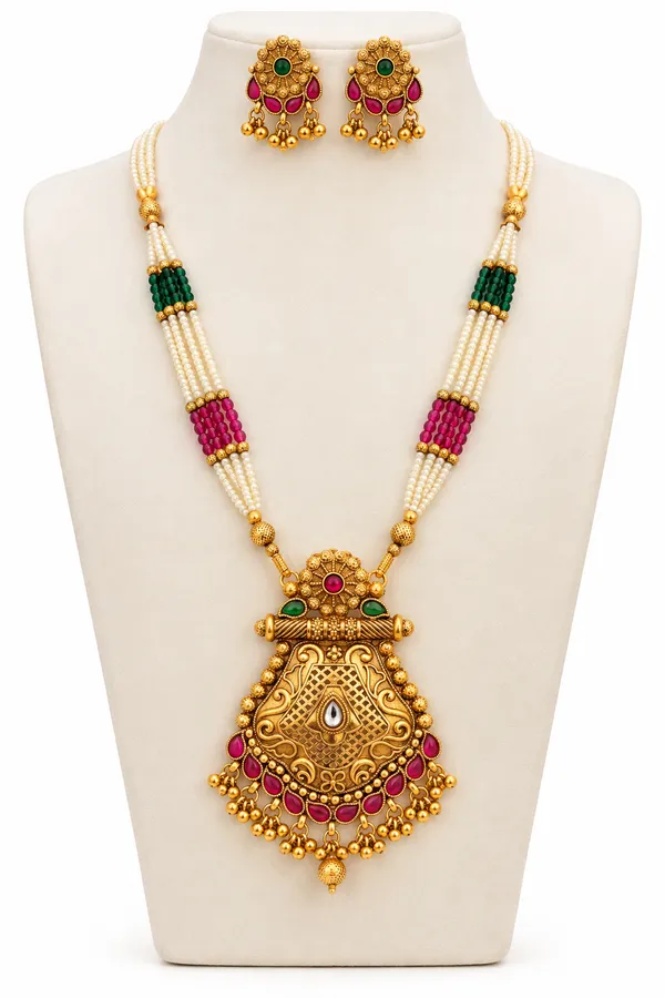 Traditional_Temple_Jewellery_Long_Necklace_Set_with_Green_&_Pink_Beads,_Pearl_Strands_and_Antique_Gold_Pendant_for_Women