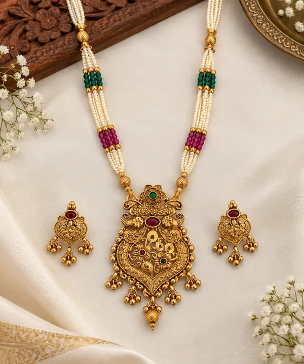 Traditional_Temple_Jewellery_Pearl_Necklace_Set_with_Green_&_Pink_Beads,_Gold-Tone_Pendant_&_Matching_Earrings