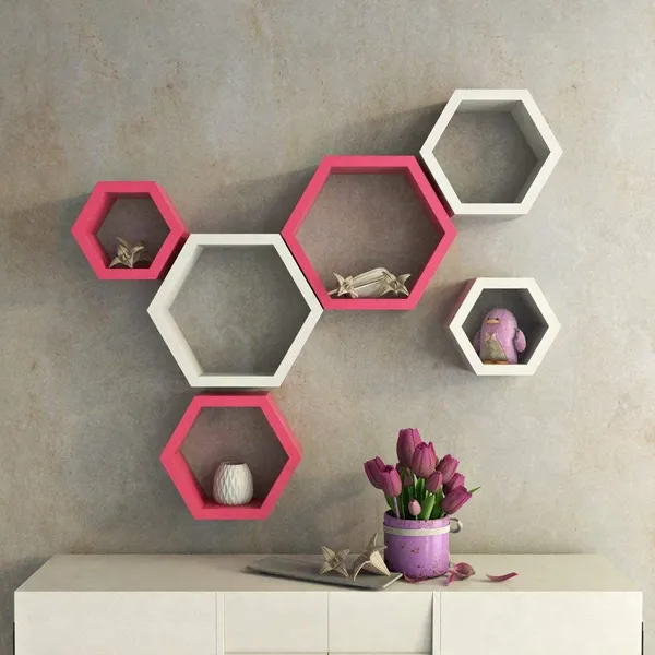 Premium_Quality_Hexagon_Wall_Shelf_With_6_Shelves