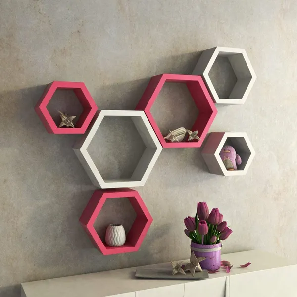 Premium_Quality_Hexagon_Wall_Shelf_With_6_Shelves