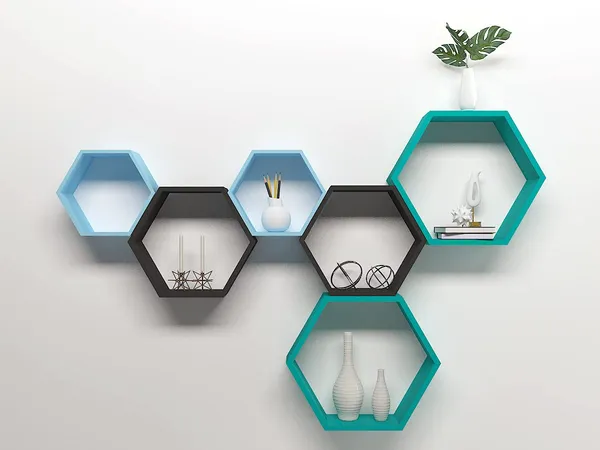 Premium_Quality_Hexagon_Wall_Shelf_With_6_Shelves
