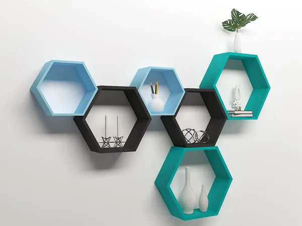 Premium_Quality_Hexagon_Wall_Shelf_With_6_Shelves