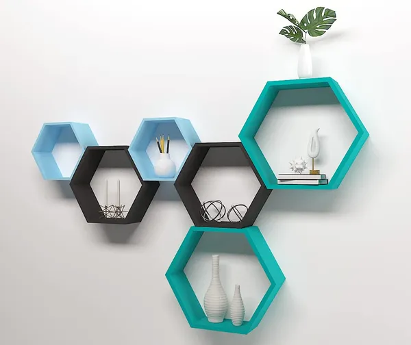 Premium_Quality_Hexagon_Wall_Shelf_With_6_Shelves