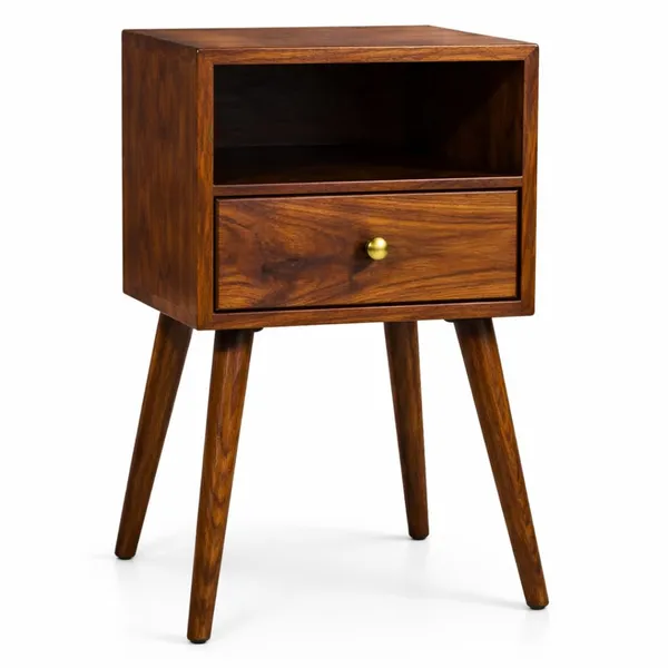 Premium_Quality_Wood_Bedside_Table_With_Drawer_And_Shelf