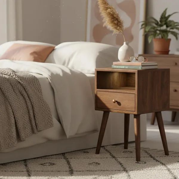 Premium_Quality_Wood_Bedside_Table_With_Drawer_And_Shelf