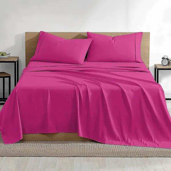 Hot_Pink_100%_Egyptian_Cotton_Solid_Premium_Flat_Sheet,_Pillowcase_Pack_Of_3