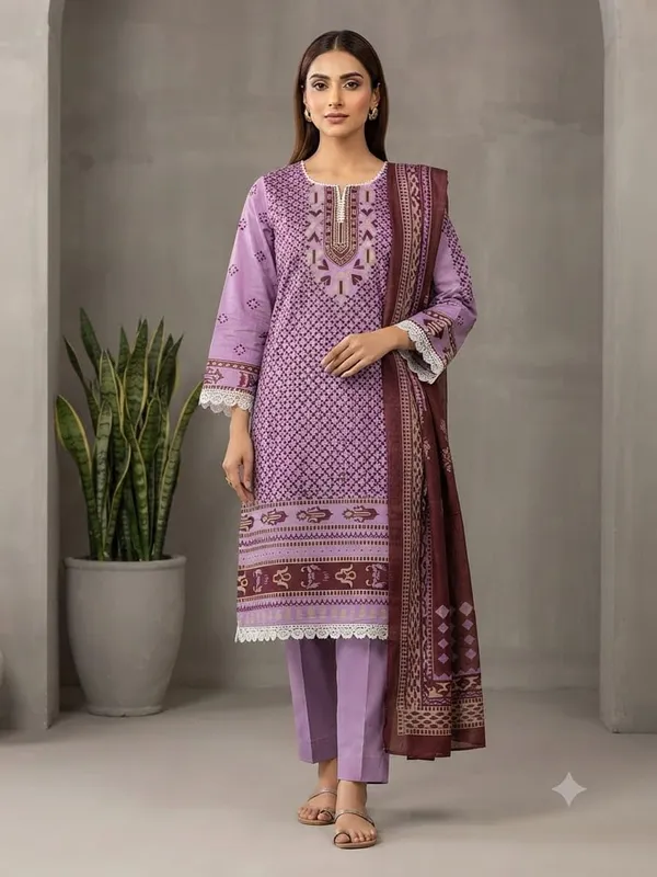 Readymade_Printed_Cotton_Pakistani_Suit_Lavender_Colour_3_Piece_Set