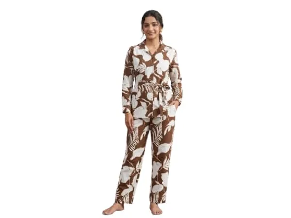 Rayon_Cotton_Printed_Relaxed_Fit_Cord_Set_For_Women_Long_Sleeves_Floral_Print_Belted_Waist_Co_Ord_Set_Full_Length_Trousers