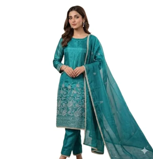Product_Summary_Silk_Embroidery_Unstitched_Suit_With_Designer_Dupatta_Teal_Colour_Floral_Embroidery_Includes_Dupatta_Silk_Fabric_Women_S_Ethnic_Wear