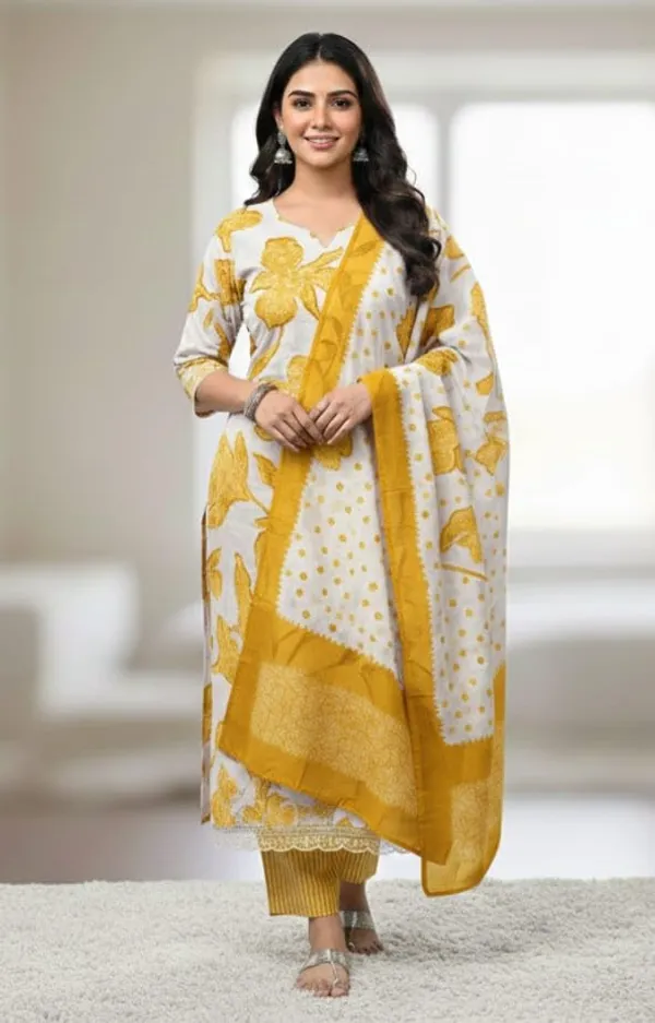 Unstitched_Printed_Pure_Cotton_Suit_With_Chikankari_Design_Pure_Cotton_Fabric_Chikankari_Work_Floral_Print_Unstitched_Fabric_Dupatta_Included