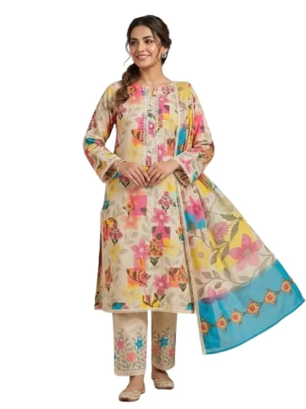 Unstitched_Printed_Pure_Cotton_Suit_With_Thread_Work_Bottom_Floral_Print_With_Dupatta_Thread_Embroidery_Salwar_Suit_Set_Women_S_Ethnic_Wear