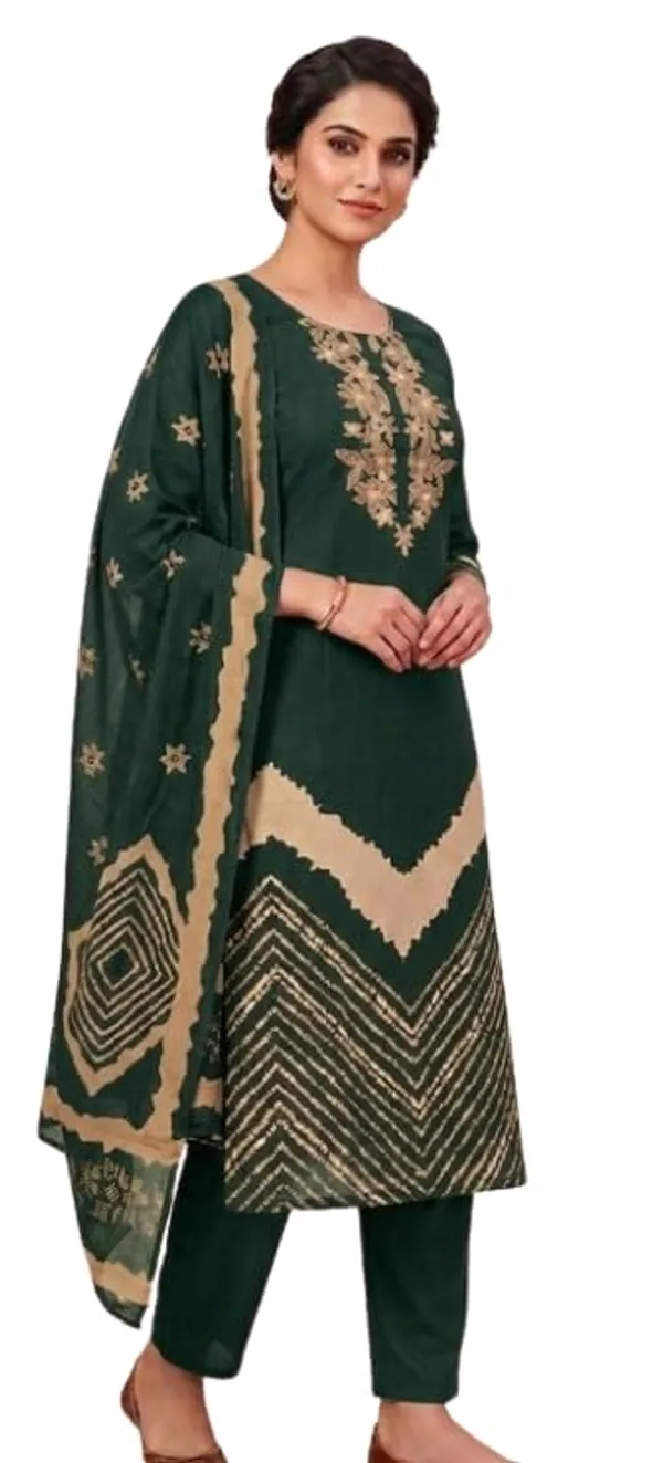 Unstitched_Gajji_Cotton_Printed_Suit_With_Neck_Embroidery_Neck_Embroidery_Printed_Fabric_Gajji_Cotton_Unstitched_Dupatta_Included