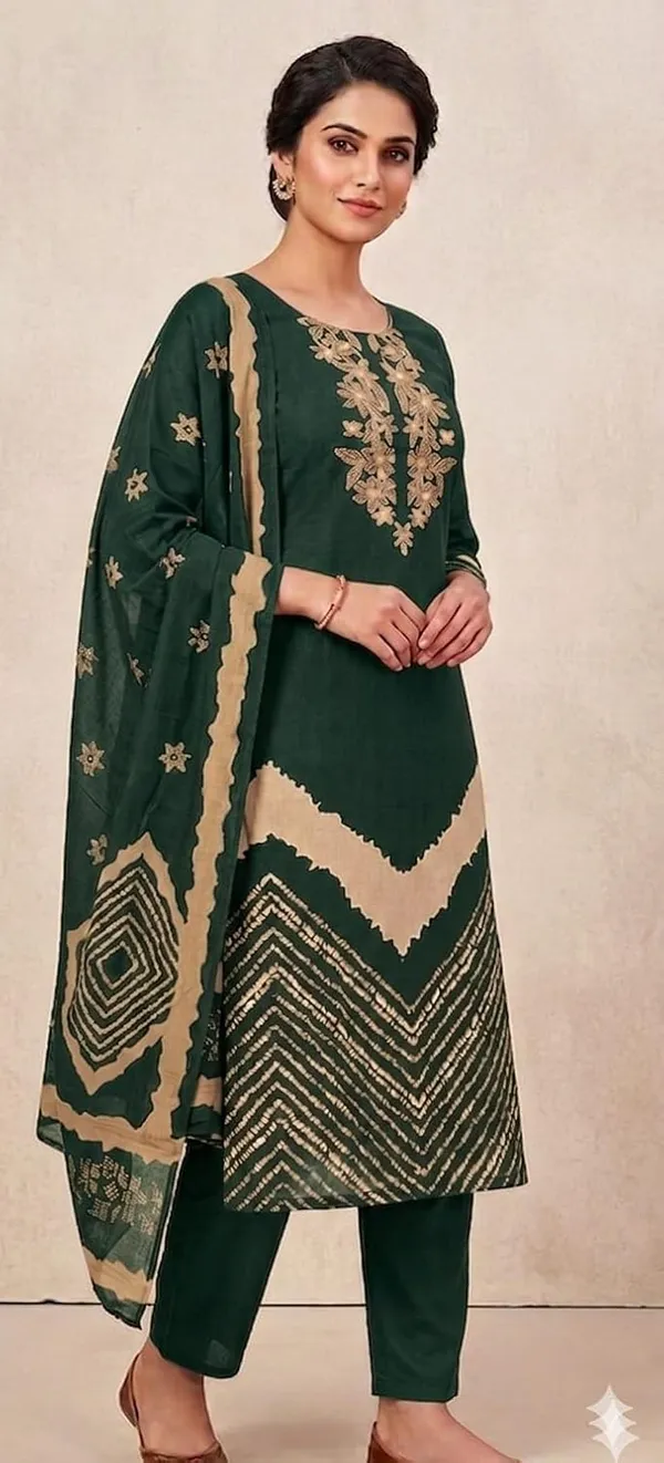 Unstitched_Gajji_Cotton_Printed_Suit_With_Neck_Embroidery_Neck_Embroidery_Printed_Fabric_Gajji_Cotton_Unstitched_Dupatta_Included