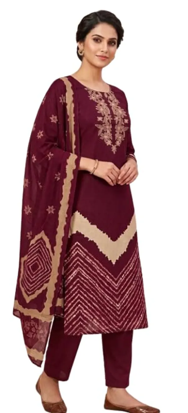 Unstitched_Gajji_Cotton_Printed_Suit_With_Neck_Embroidery_Neck_Embroidery_Printed_Fabric_Gajji_Cotton_Unstitched_Dupatta_Included