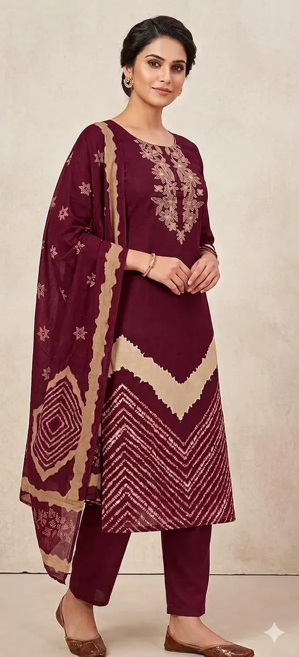 Unstitched_Gajji_Cotton_Printed_Suit_With_Neck_Embroidery_Neck_Embroidery_Printed_Fabric_Gajji_Cotton_Unstitched_Dupatta_Included