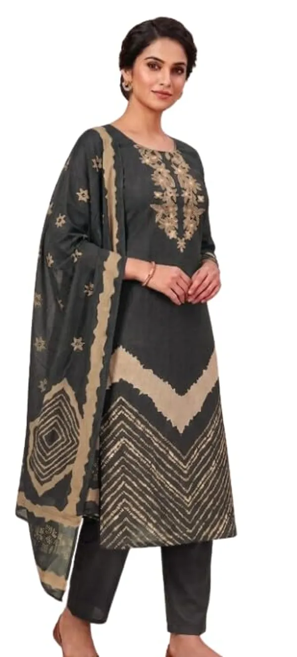 Unstitched_Gajji_Cotton_Printed_Suit_With_Neck_Embroidery_Neck_Embroidery_Printed_Fabric_Gajji_Cotton_Unstitched_Dupatta_Included