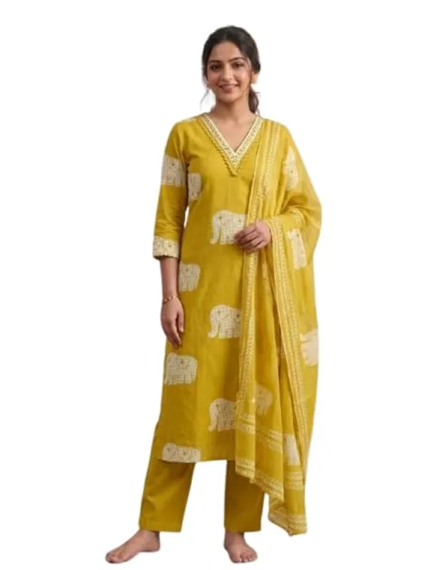 Unstitched_Designer_Printed_Jaam_Cotton_Suit_With_Neck_Elephant_Print_Blue_Colour_Includes_Dupatta_3_4_Sleeves_V_Neck_Design