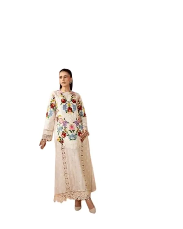 Unstitched_Chikankari_Heavy_Embroidery_Cotton_Suit_Floral_Embroidery_Pakistani_Style_Lace_Detailing_Full_Sleeves_Cream_Colour